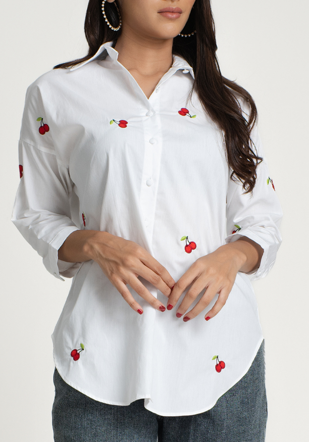 CHERRY EMBROIDARY BLOUSE 